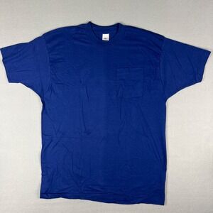 VTG BVD Selvedge‎ Pocket T Shirt Fits XL Single Stitch 1990s Blue Classic Blank